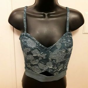 ST strap denim crop blush ivory